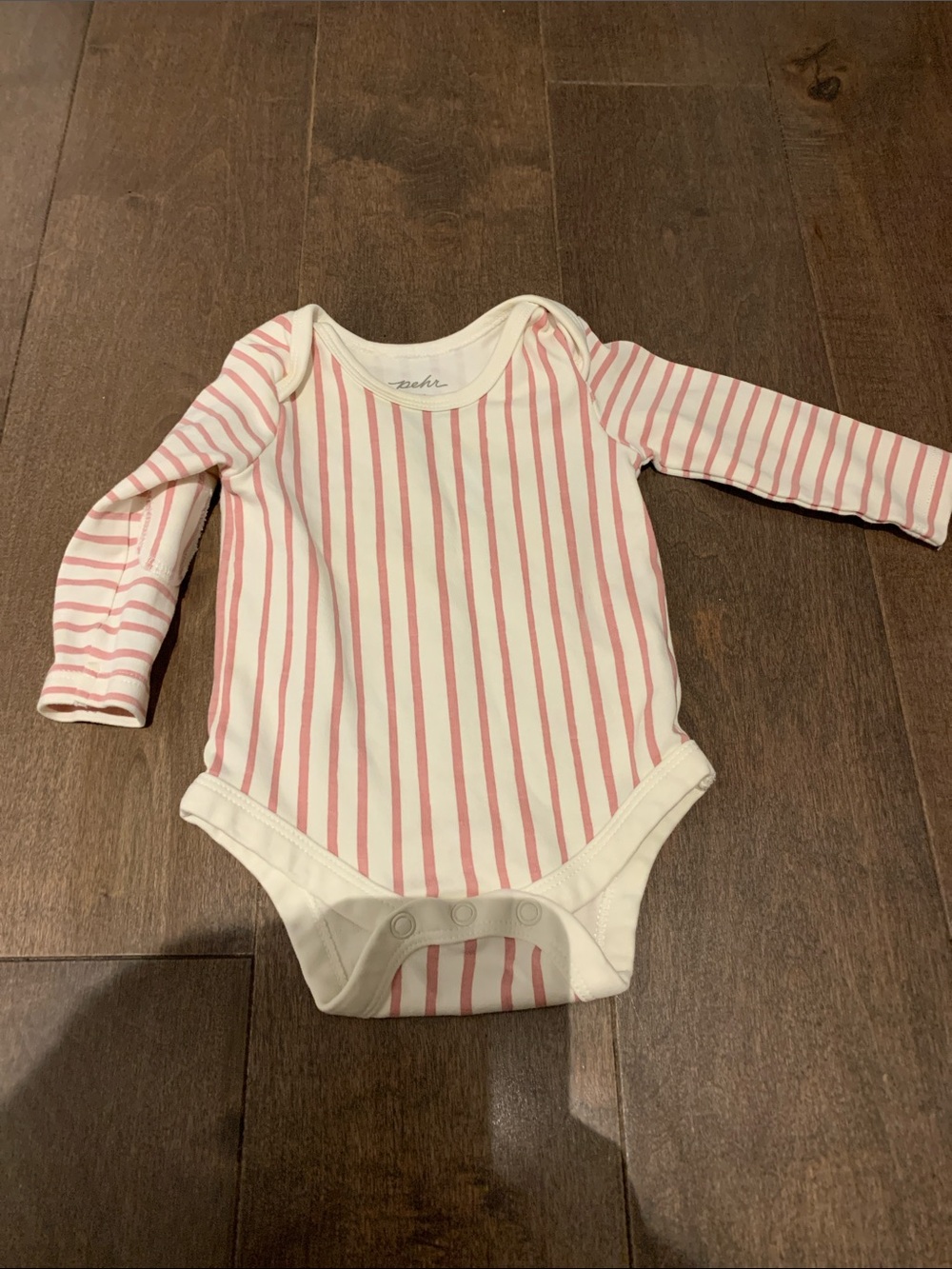 Pehr Long-Sleeve Pink Stripe Baby One-Piece Bodysuit 0-3m